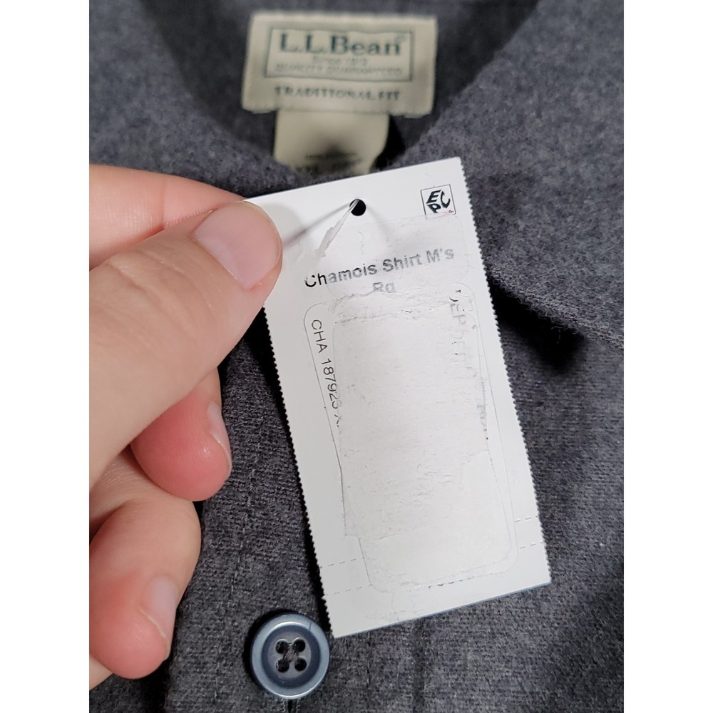 LL Bean Shirt 2XL Gray Men Chamois Flannel Long Sleeve Button Up Heavyweight NWT - Picture 10 of 16